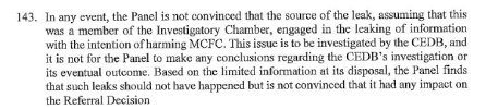 CAS said the UEFA leaks are for the CEDB to investigate and decide upon(page 47).jpg