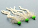 3 x Squirmy Wormy Worm White Twin Tail Trout Flies, Fl Green Bead Head |  eBay
